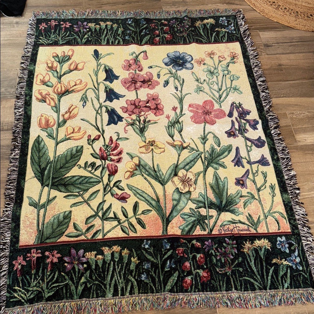 Floral Tapestry Throw Blanket